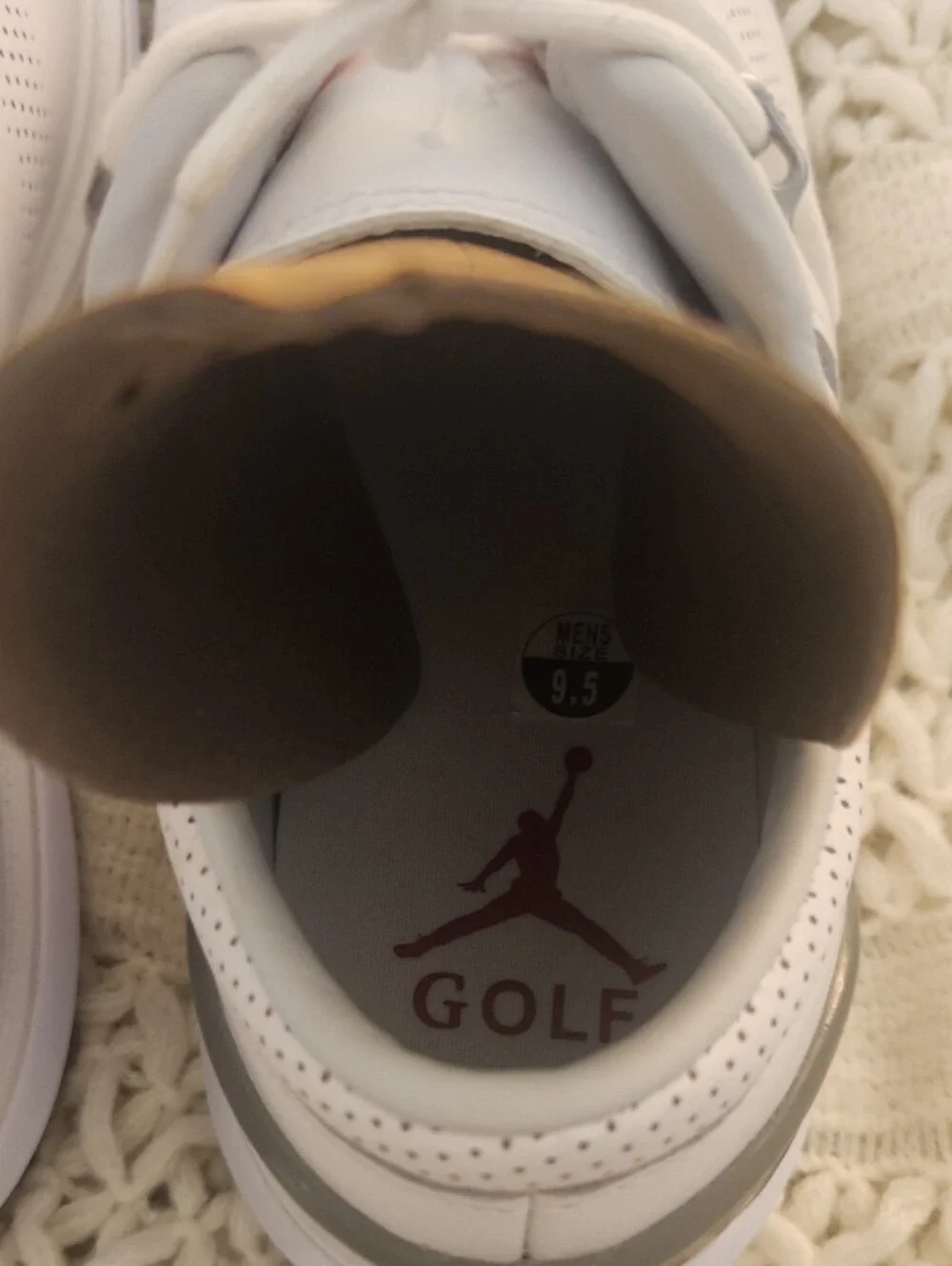 Jordan White Golf-Style Sneakers with Red Lace Accents